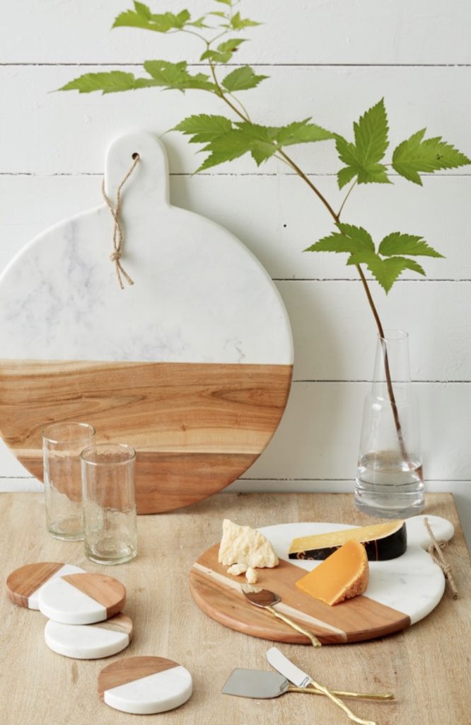 Nordstrom serving tray marble and wood