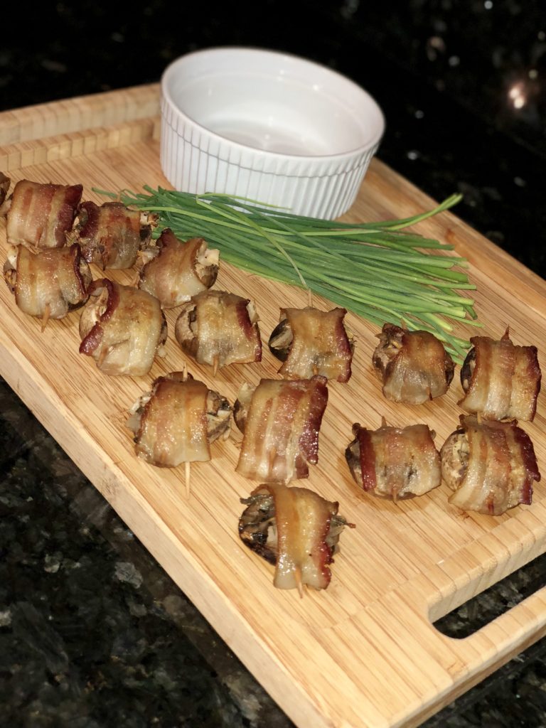 bacon wrapped mushroom bites