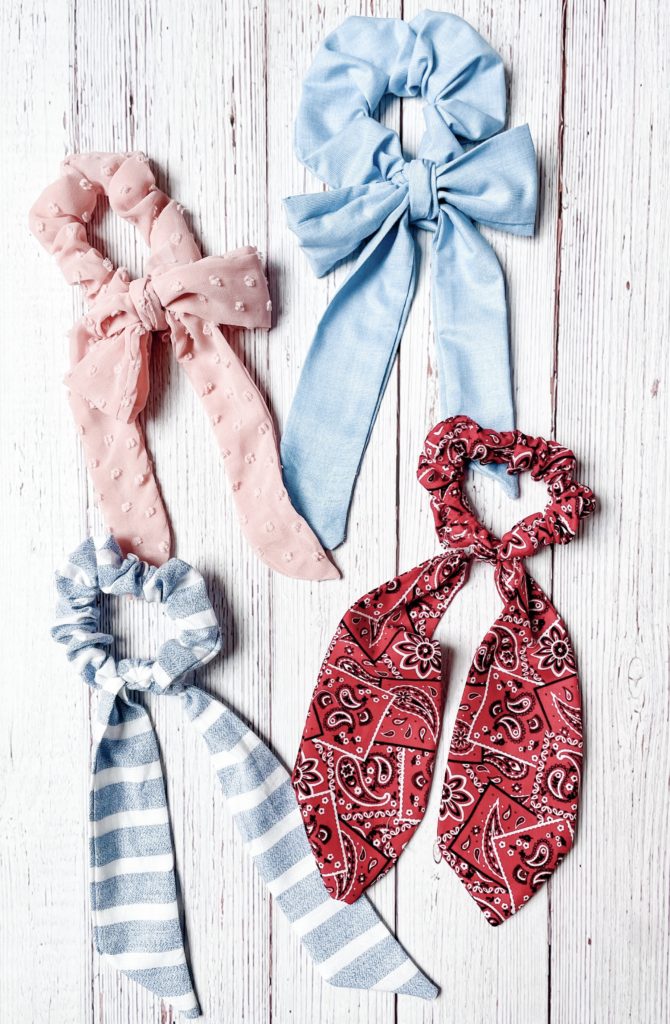 DIY scarf and bow scrunchie