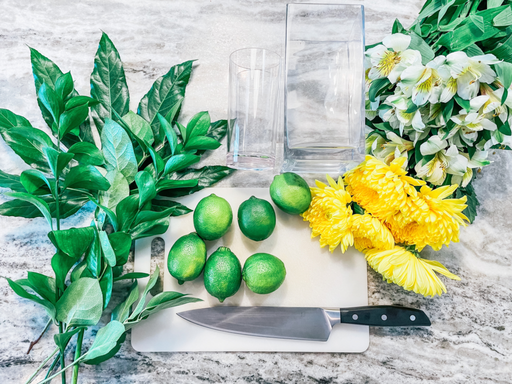 DIY Lime and Flower Arrangement Supplies