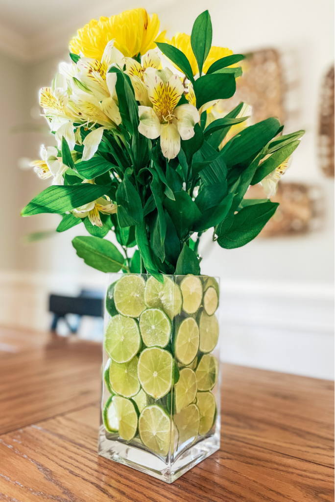 DIY Lime and Flower Arrangement